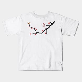 Wren on a cherry blossom tree Kids T-Shirt